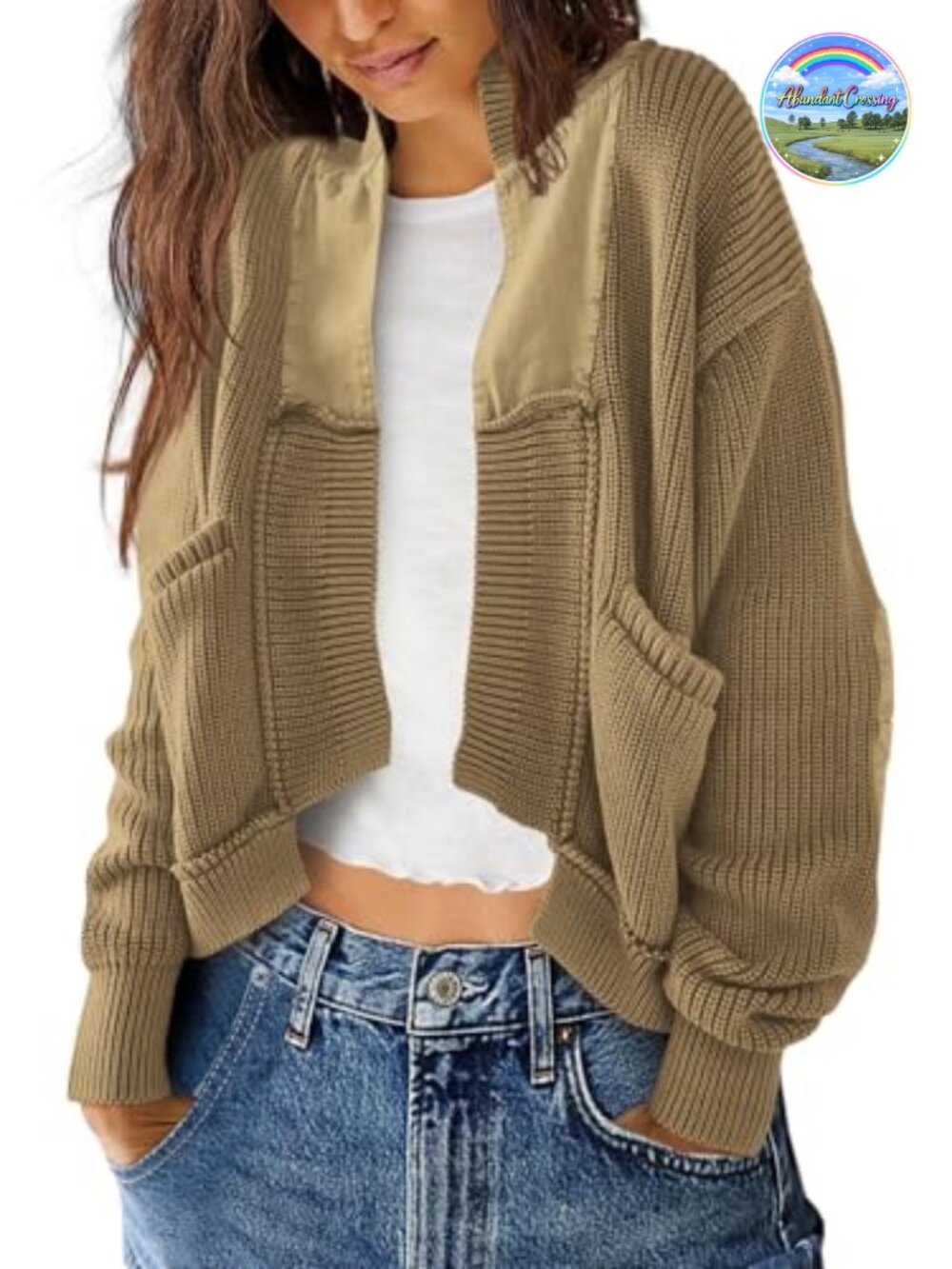 Womens Cable Knit Cardigan Open Front Long Sleeve Chunky Sweater